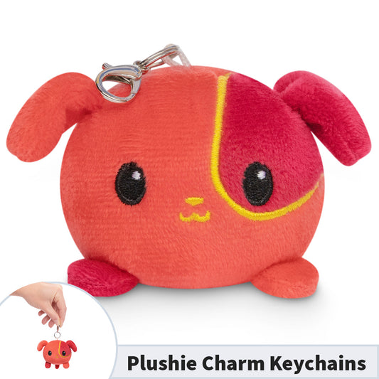 A Lunar New Year Dog Plushie Charm Keychain with a carabiner by TeeTurtle.