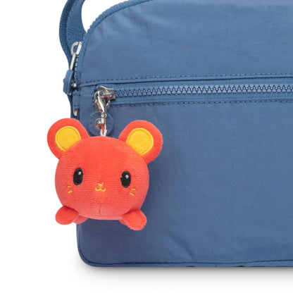 A portable bag with a Lunar New Year Rat Plushie Charm Keychain attached, by TeeTurtle.