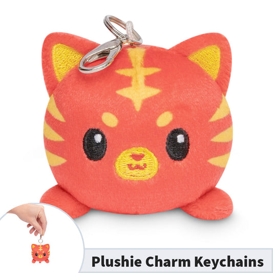 A Lunar New Year Tiger plushie charm keychain by TeeTurtle for backpacks.