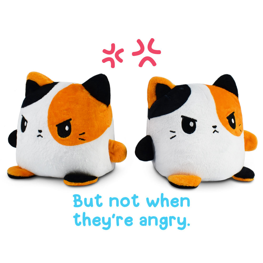 Two TeeTurtle Reversible Cat Plushmates, featuring adorable expressions. These plush toys are perfect for cat lovers who enjoy the charm of cuddly companions. Each