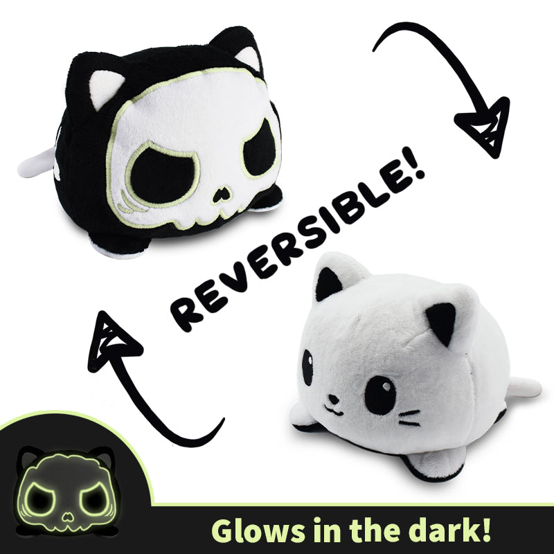 TeeTurtle Reversible Cat Plushie glows in the dark.