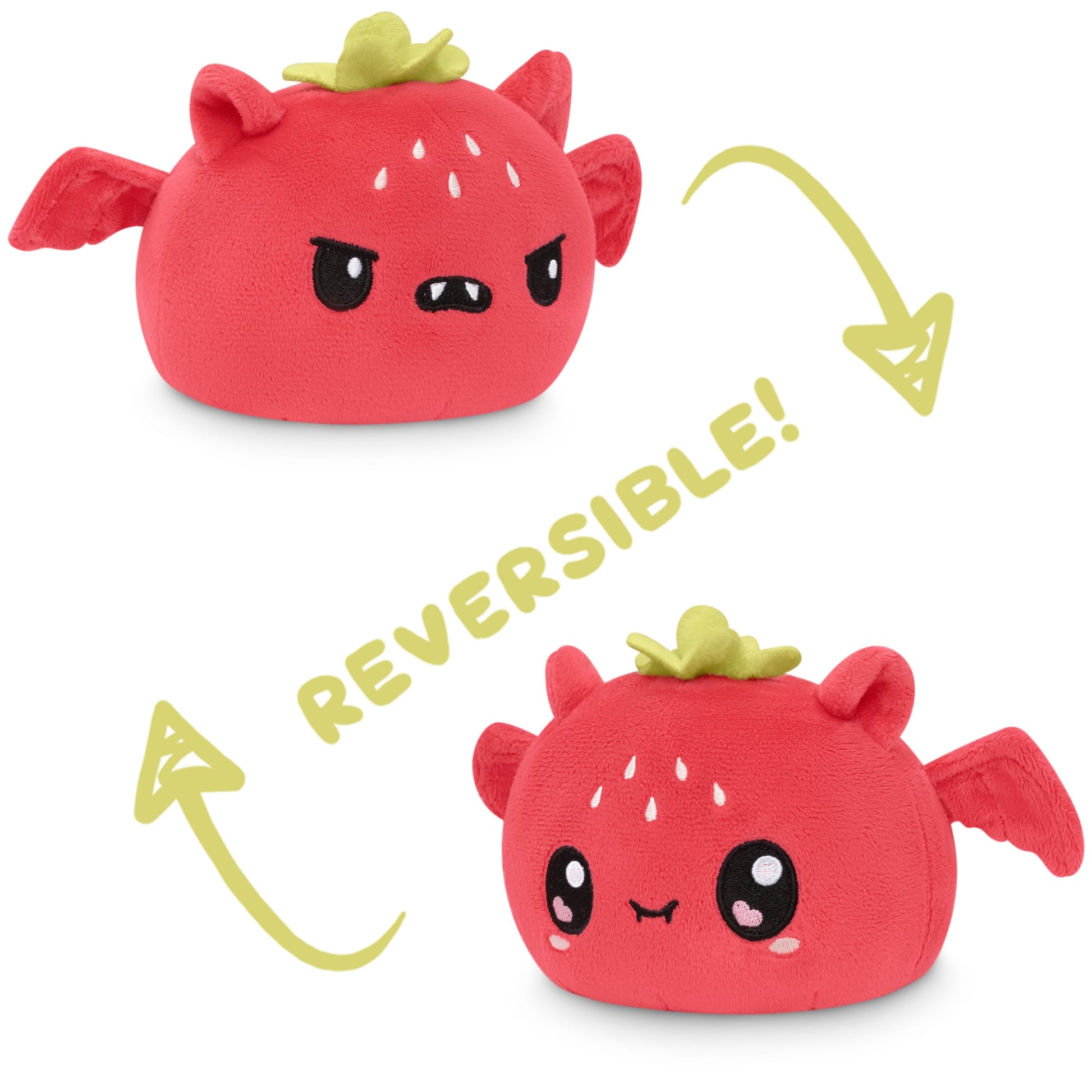 Two TeeTurtle Reversible Bat Plushies with reversible designs.