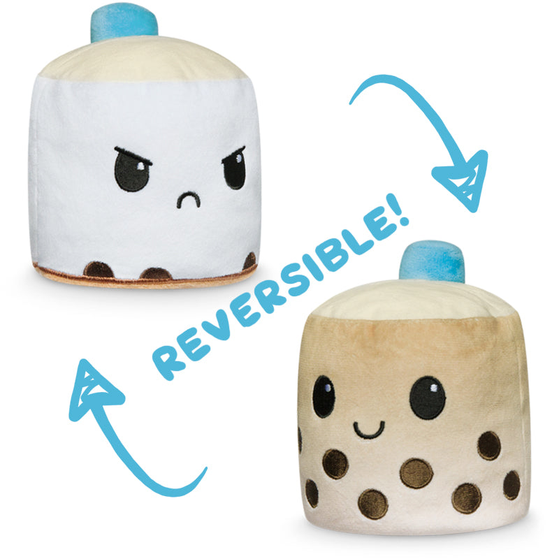 Two adorable TeeTurtle Reversible Boba Plushies.