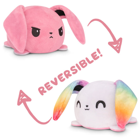 Two TeeTurtle Reversible Bunny Plushies, perfect for switchable moods.