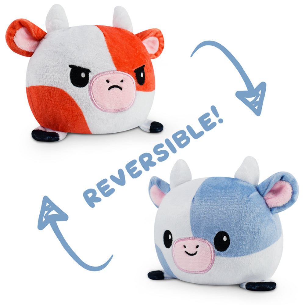 Two Reversible Cow Plushies from TeeTurtle that allow you to express emotions.