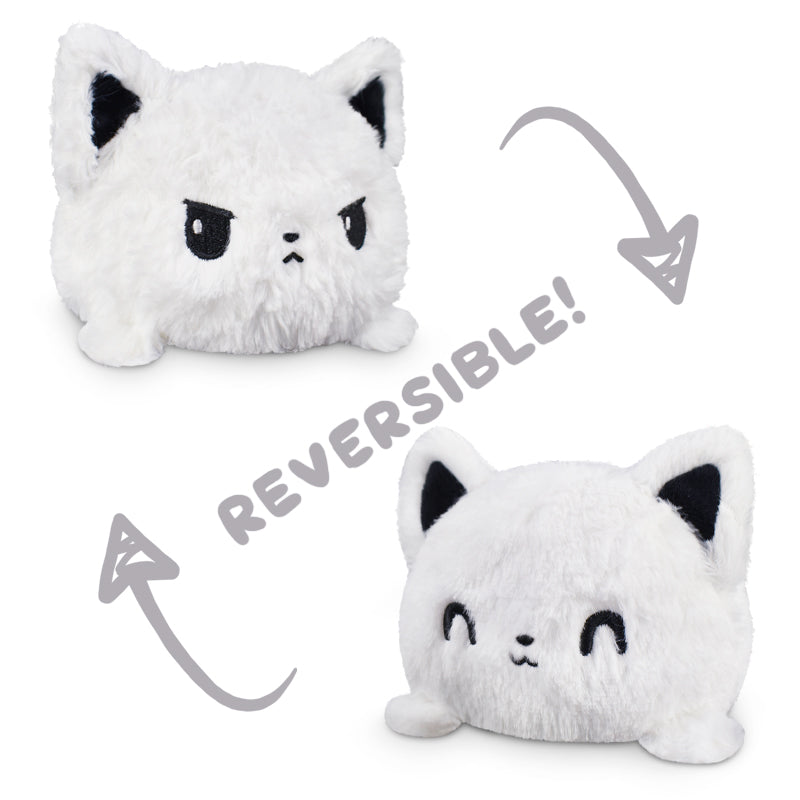 A TeeTurtle Reversible Fox Plushie (Fuzzy White) with the words reversible.