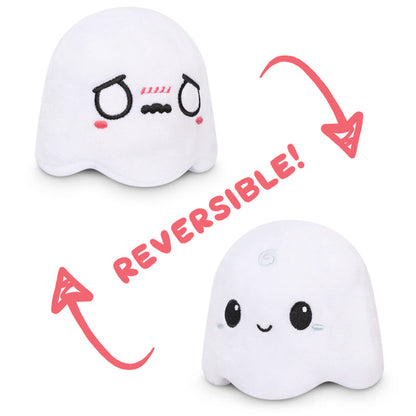 Two TeeTurtle Reversible Ghost Plushies with the words "reversible" on them, available as plushies.