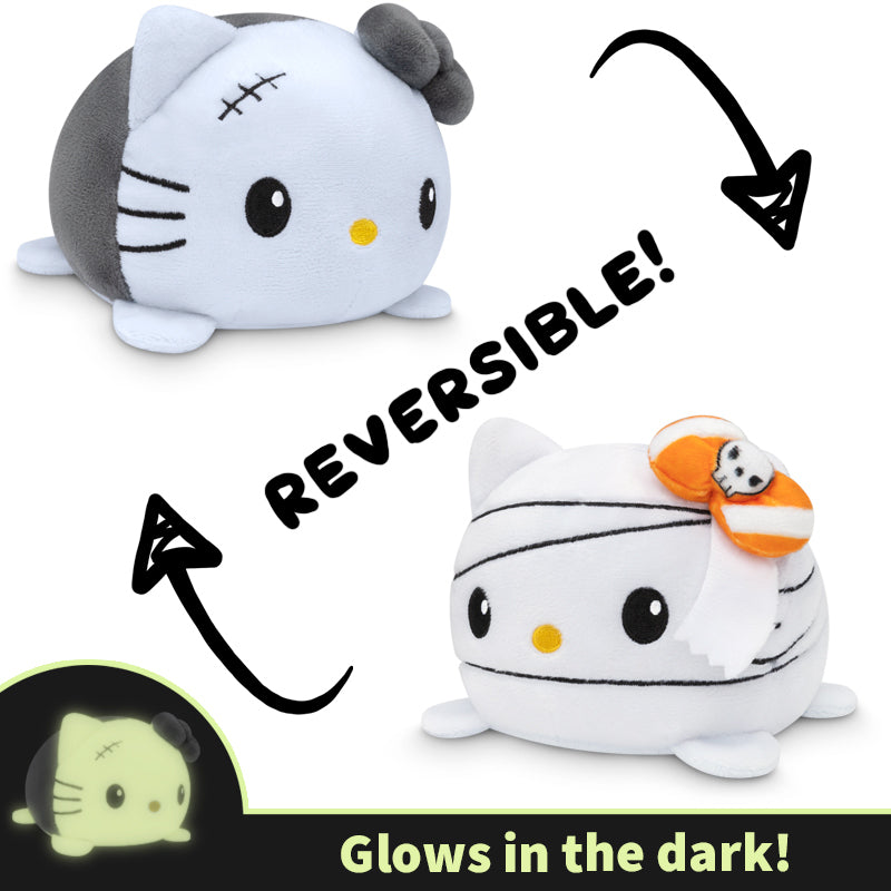 The Sanrio Reversible Hello Kitty Plushie glows in the dark, perfect for expressing emotions with mood plushies.