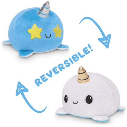 Two TeeTurtle Reversible Narwhal Plushies.