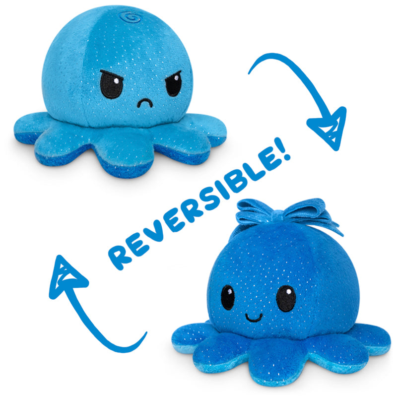 Two TeeTurtle Reversible Octopus Plushies with the words mood.