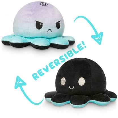 Two TeeTurtle Reversible Octopus Plushies that can express emotions.