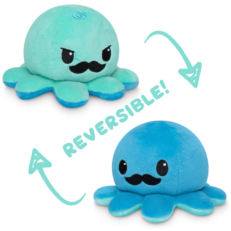 Two TeeTurtle Reversible Octopus Plushie (Mustache), popularized on TikTok and created by TeeTurtle.