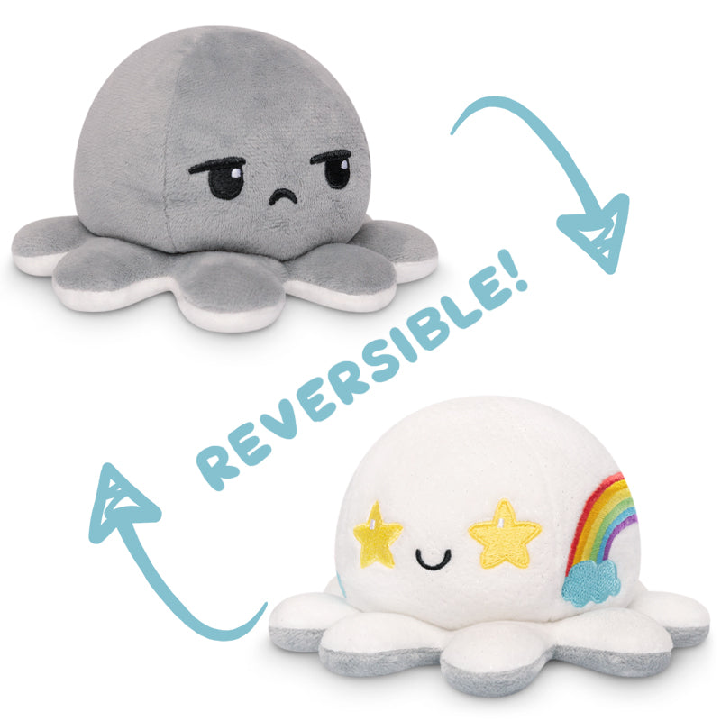 Award-winning TeeTurtle Reversible Octopus Plushies that express emotions.