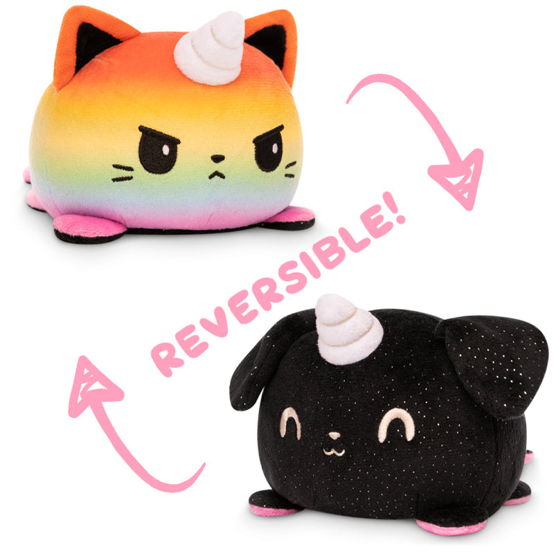 Two TeeTurtle Reversible Puppicorn & Kittencorn Plushies.