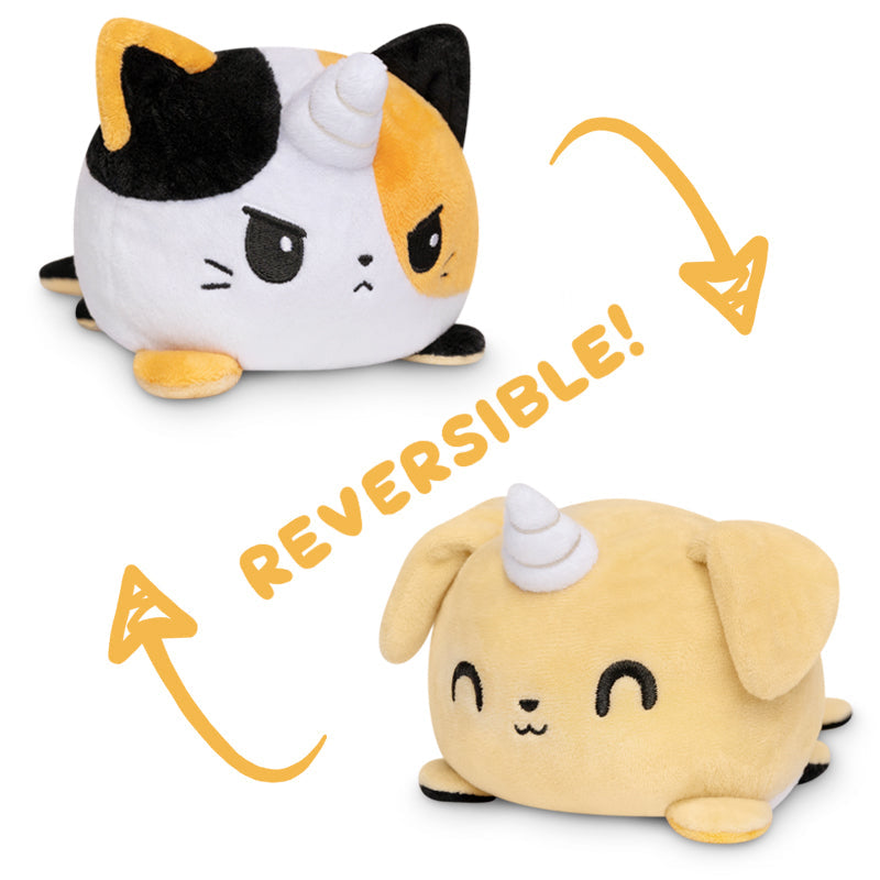 Two TeeTurtle Reversible Puppicorn & Kittencorn Plushies.