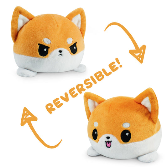 Two TeeTurtle Reversible Shiba Inu Plushies featuring the TeeTurtle brand.