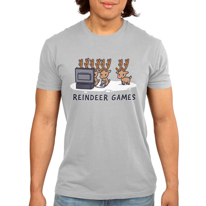 Premium Cotton T-shirt_TeeTurtle Reindeer Games silver gray t-shirt featuring Christmas reindeer playing video games