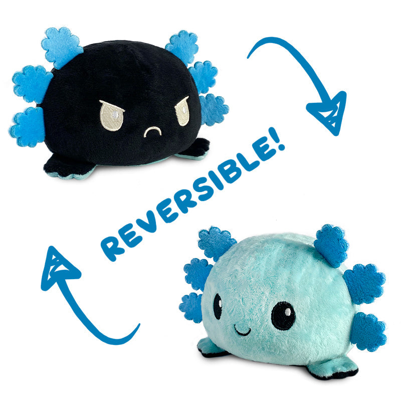 A reversible axolotl plushie.