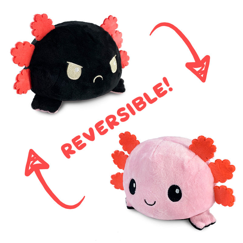 A TeeTurtle Reversible Axolotl Plushie (Black + Pink) by TeeTurtle.