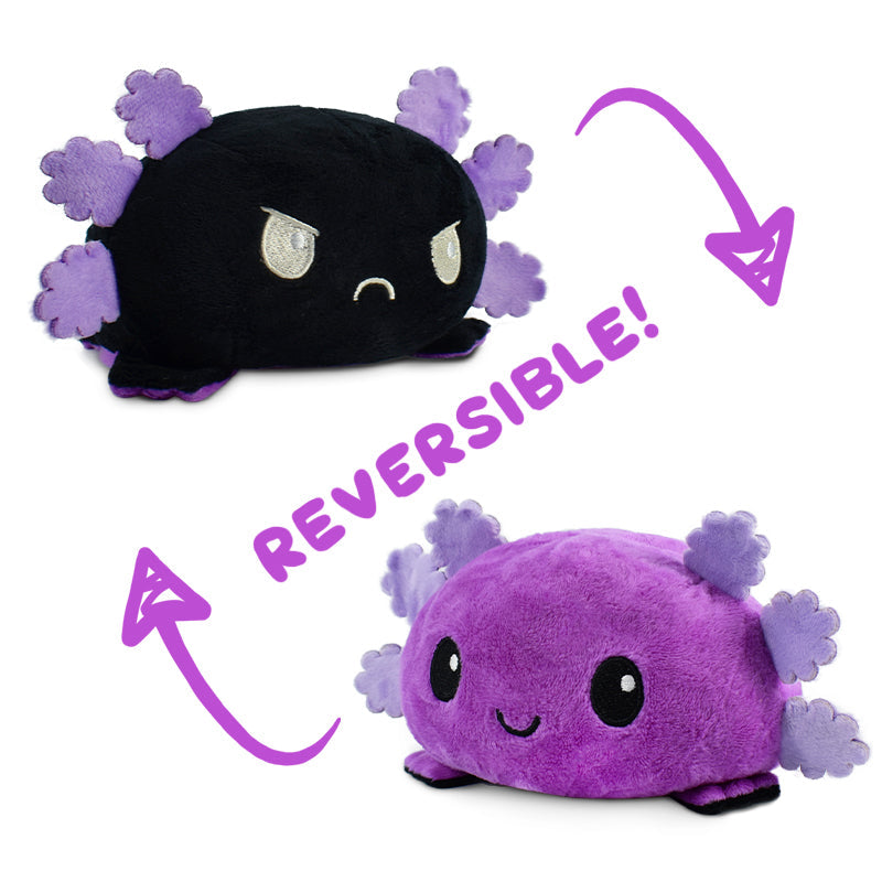 A TeeTurtle Reversible Axolotl Plushie in purple with the words TikTok.