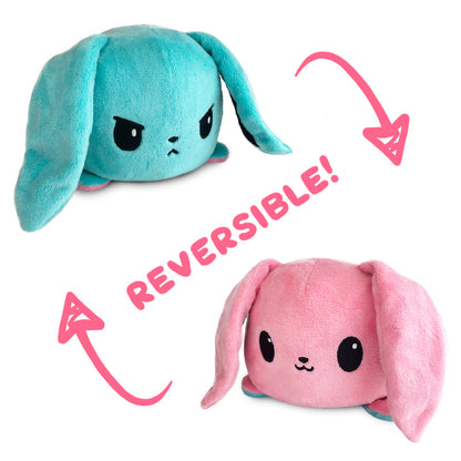 A TeeTurtle Reversible Bunny Plushie in pink and blue.