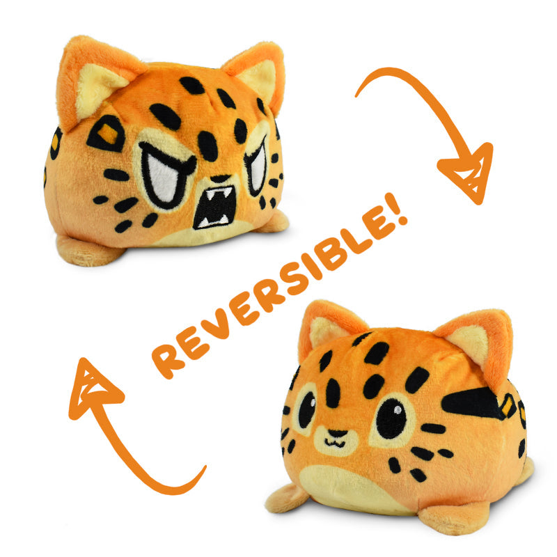 Two TeeTurtle Reversible Leopard Plushies.