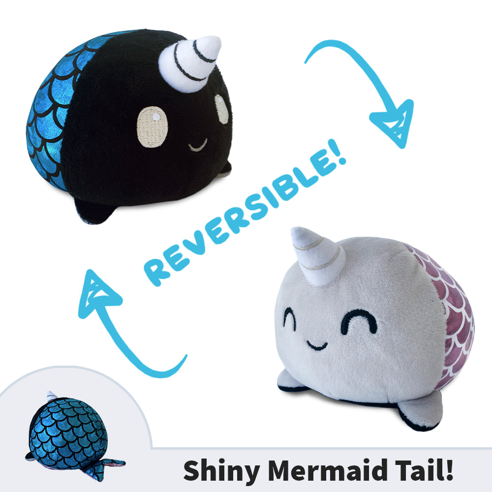 TeeTurtle's Reversible Narwhal Mermaid Plushie with a shiny tail.