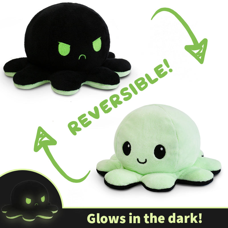 TeeTurtle's Reversible Octopus plushie glows in the dark, offering a unique and captivating feature to this adorable mood plushie.