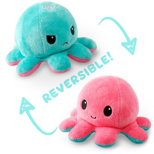 Two TeeTurtle Reversible Octopus Plushies (Aqua + Pink) from TeeTurtle.