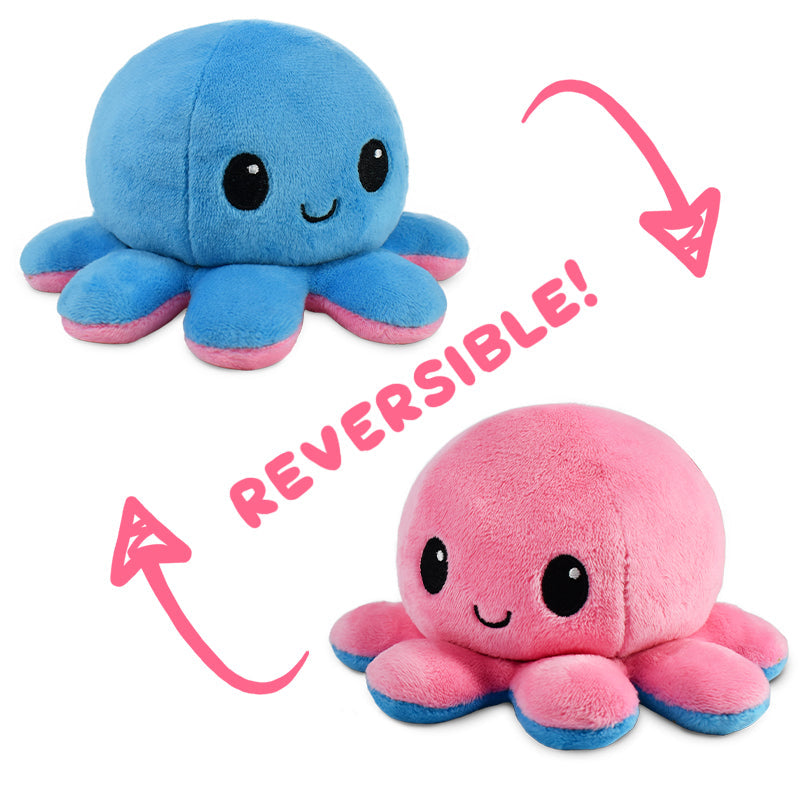 Two TeeTurtle Reversible Octopus Plushies, perfect for TikTok mood plushies.