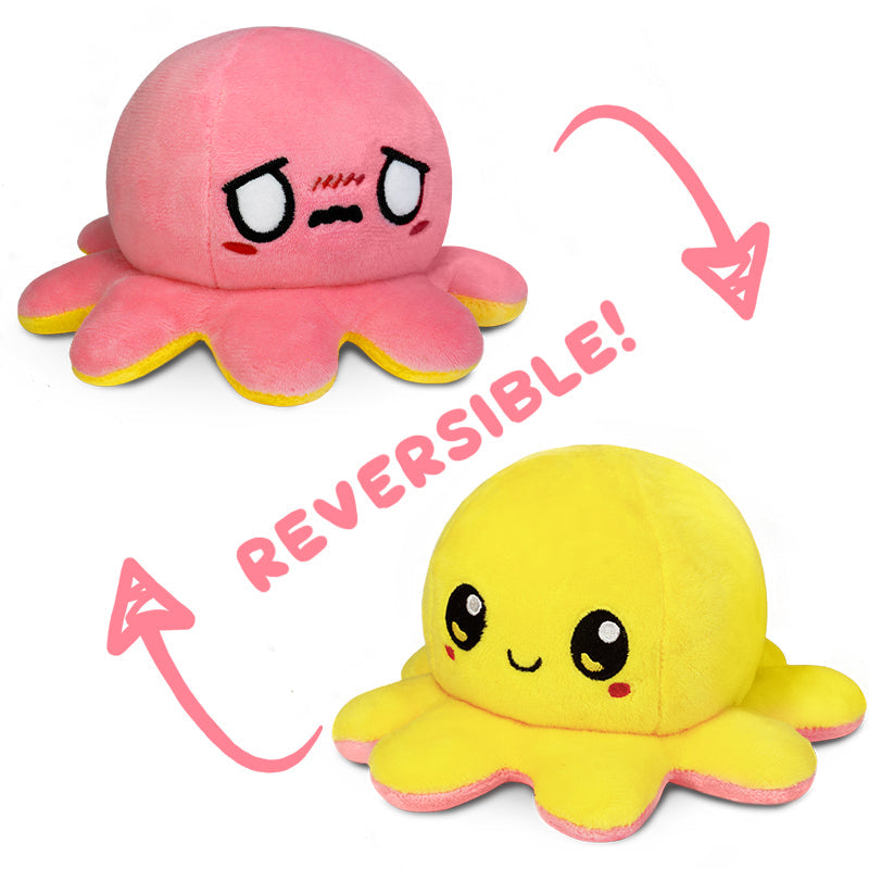 Two TeeTurtle Reversible Octopus Plushies, perfect for TikTok and creating different moods.