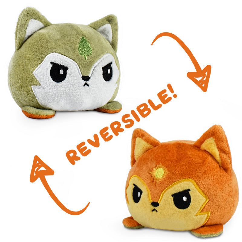 Two TeeTurtle Reversible Wolf Plushies featuring a wolf design.