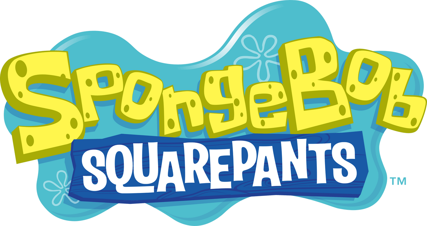 SpongeBob SquarePants" logo in yellow text with blue background featuring stylized bubbles on a Plushiverse DoodleBob Plushie Tote Bag, perfect for carrying your TeeTurtle plushies by Nickelodeon.