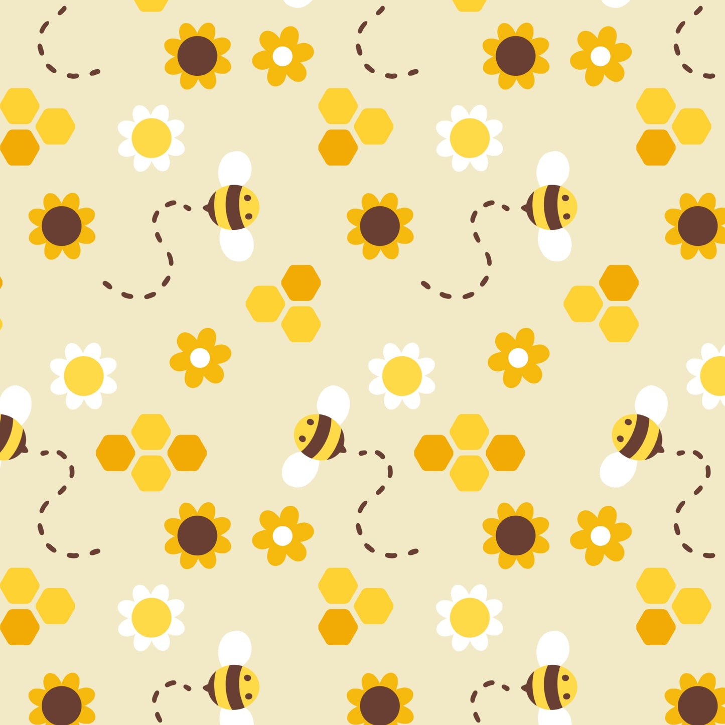 Honeycomb Bee Plushie Tote Bag by TeeTurtle features bees and sunflowers on a yellow background with a velcro storage pouch.