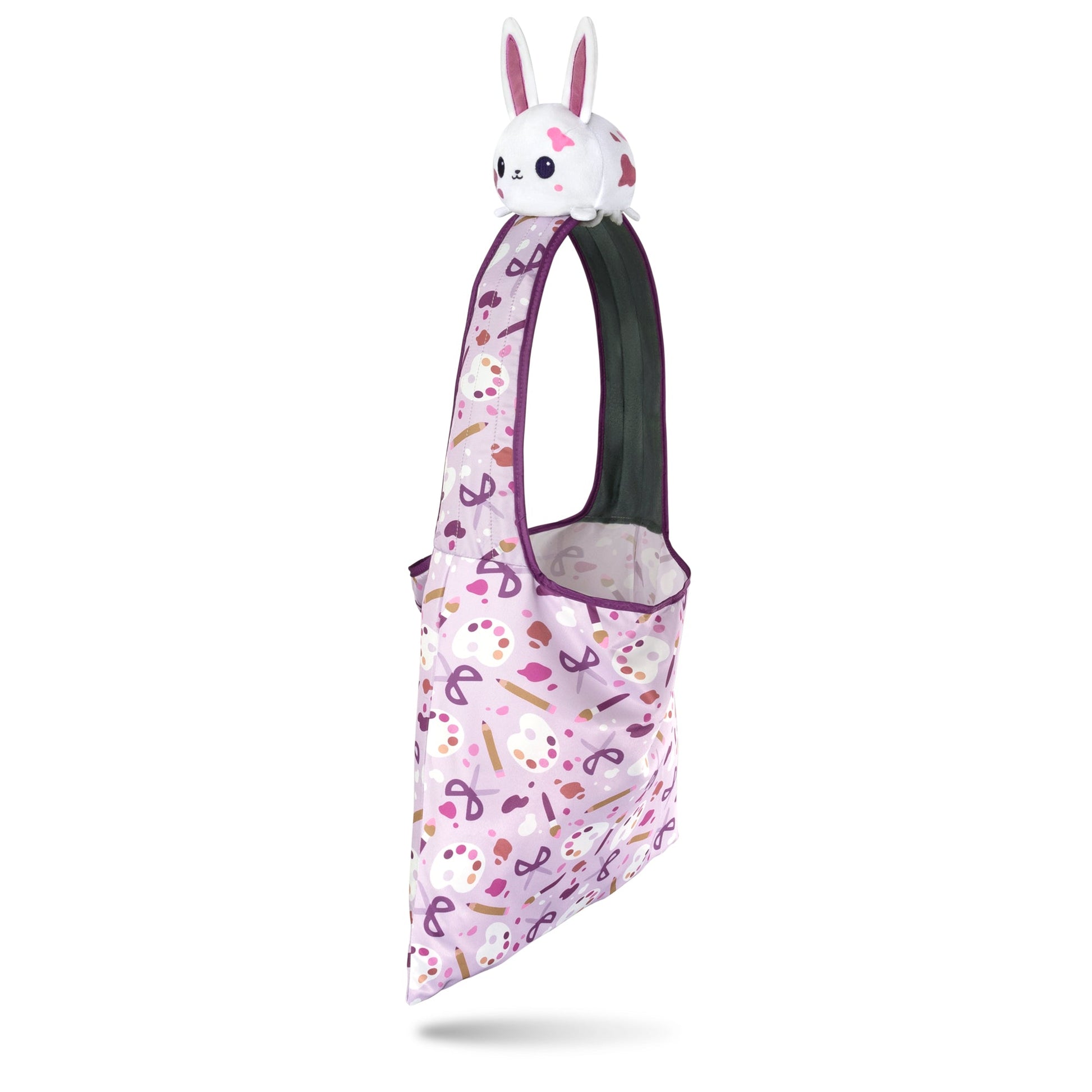 A pink TeeTurtle Crafting Bunny Plushie tote bag.