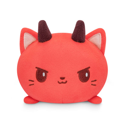 A Devil Cat Plushie Tote Bag by TeeTurtle, with horns and a secret storage pouch.