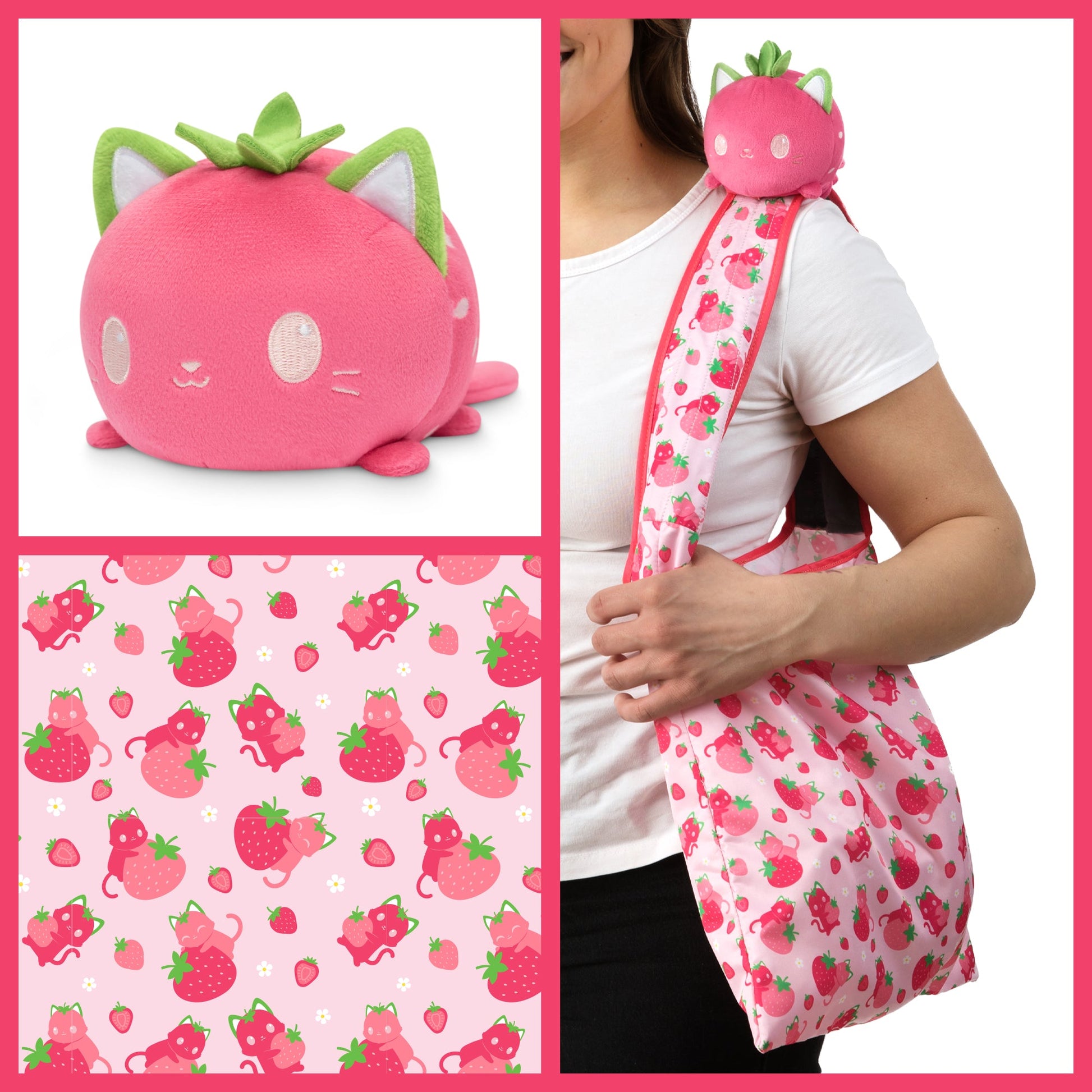 TeeTurtle's Strawberry Cat Plushie Tote Bag.