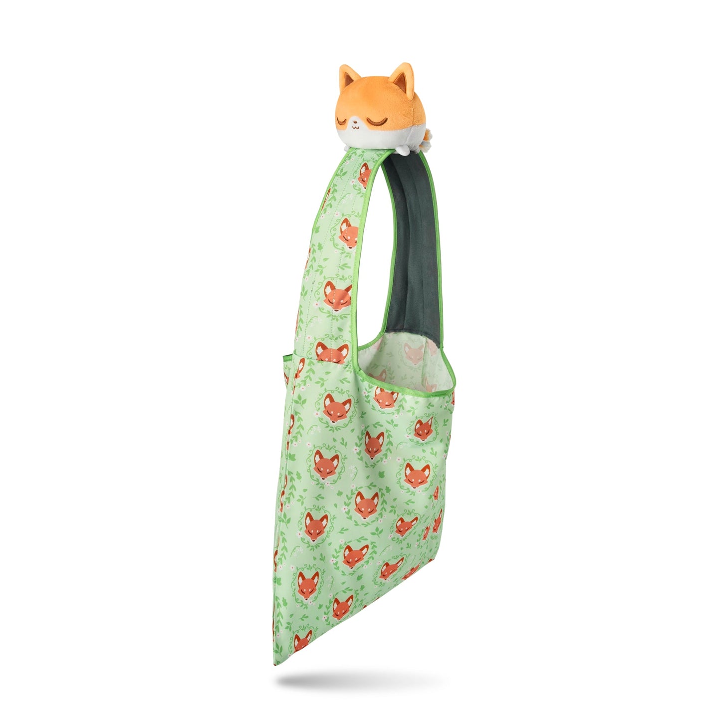 A Floral Fox Plushie Tote Bag featuring a fox by TeeTurtle.