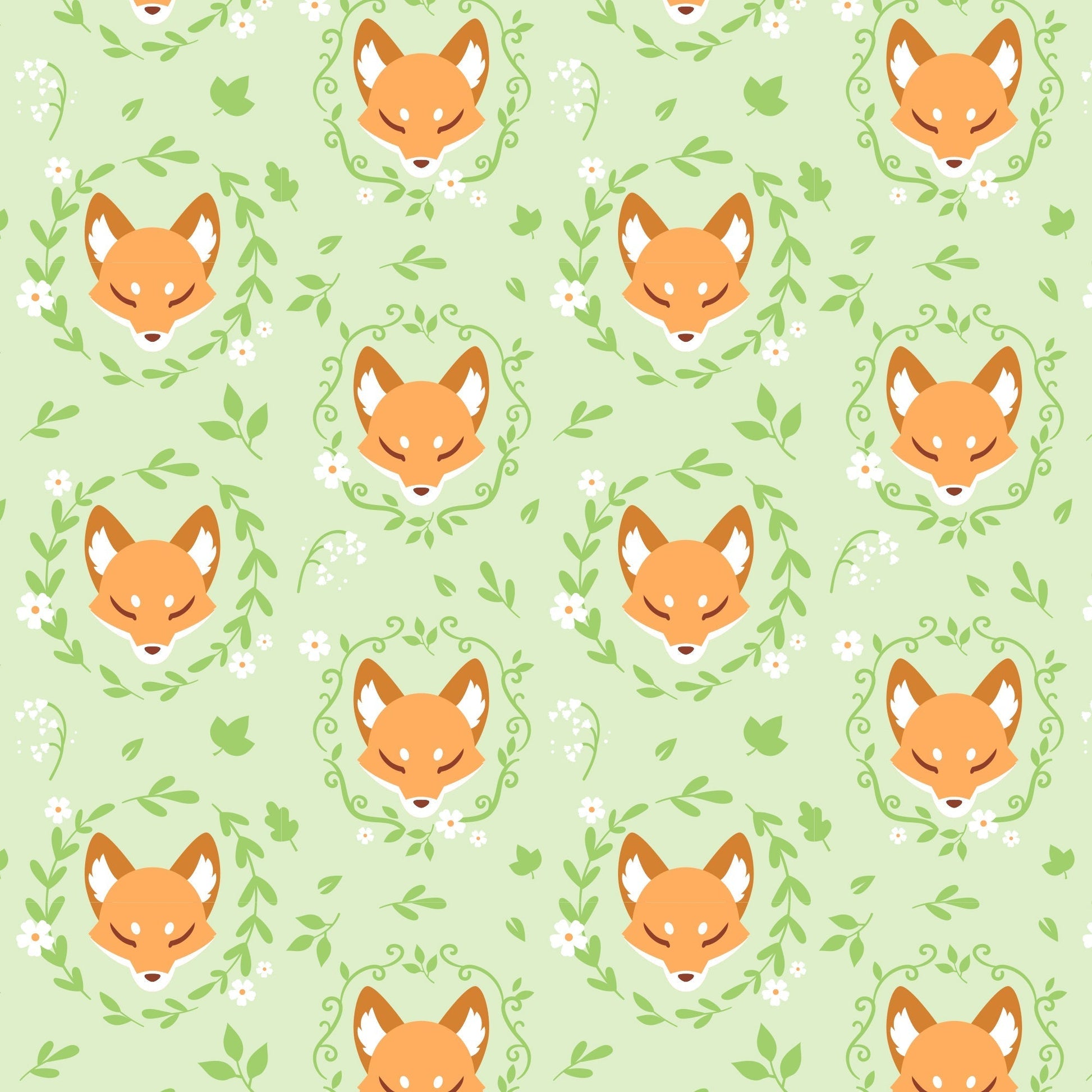 TeeTurtle Plushiverse Floral Fox Plushie Tote Bag on a green background.