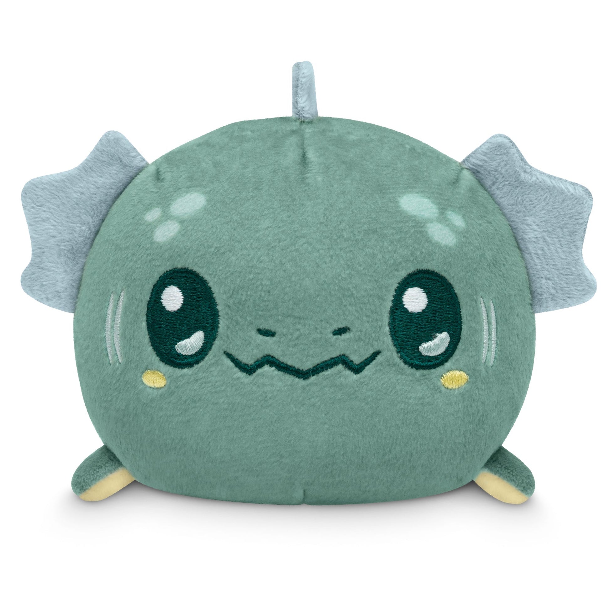 Plush toy resembling a cute green monster from the TeeTurtle Myths & Cryptids collection, featuring large eyes, small wings, and tiny feet, displayed against a plain background.