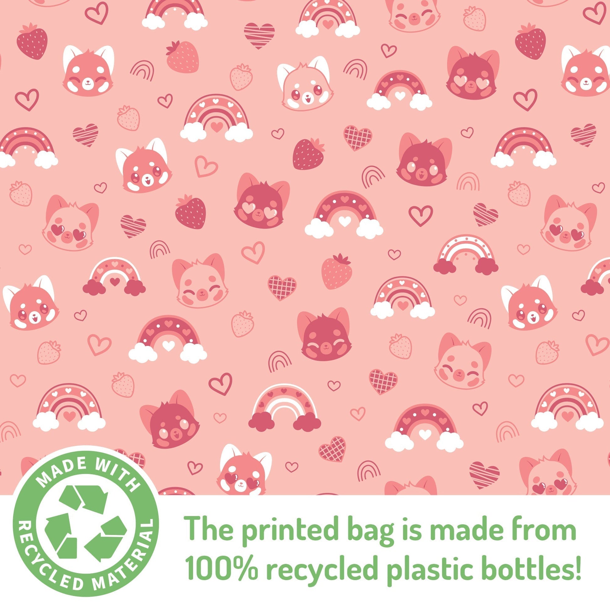 The Plushiverse Lovable Red Panda Plushie Tote Bag from TeeTurtle is made from 100% recycled plastic bottles.