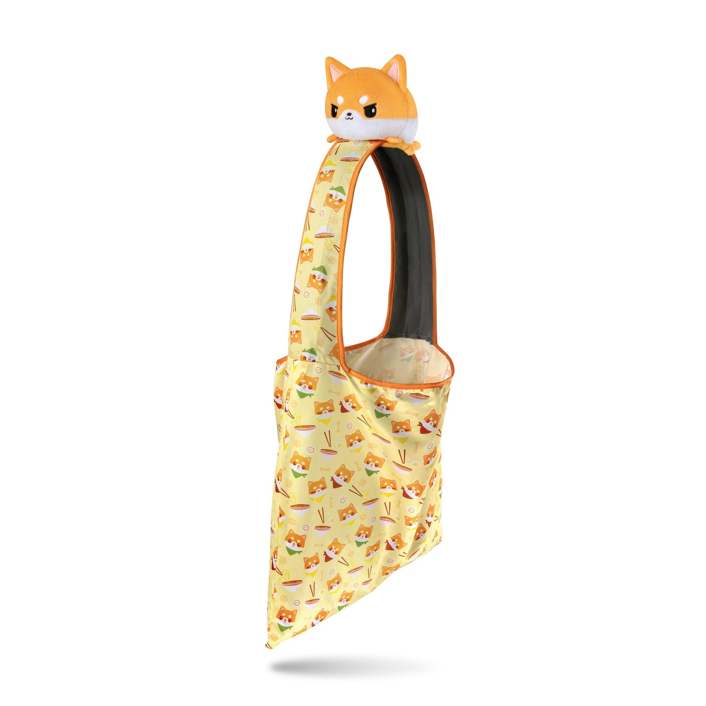 A Ramen Shiba Inu Plushie Tote Bag by TeeTurtle, featuring a cute fox and TeeTurtle plushies, perfect for snuggling with your plushie friend.