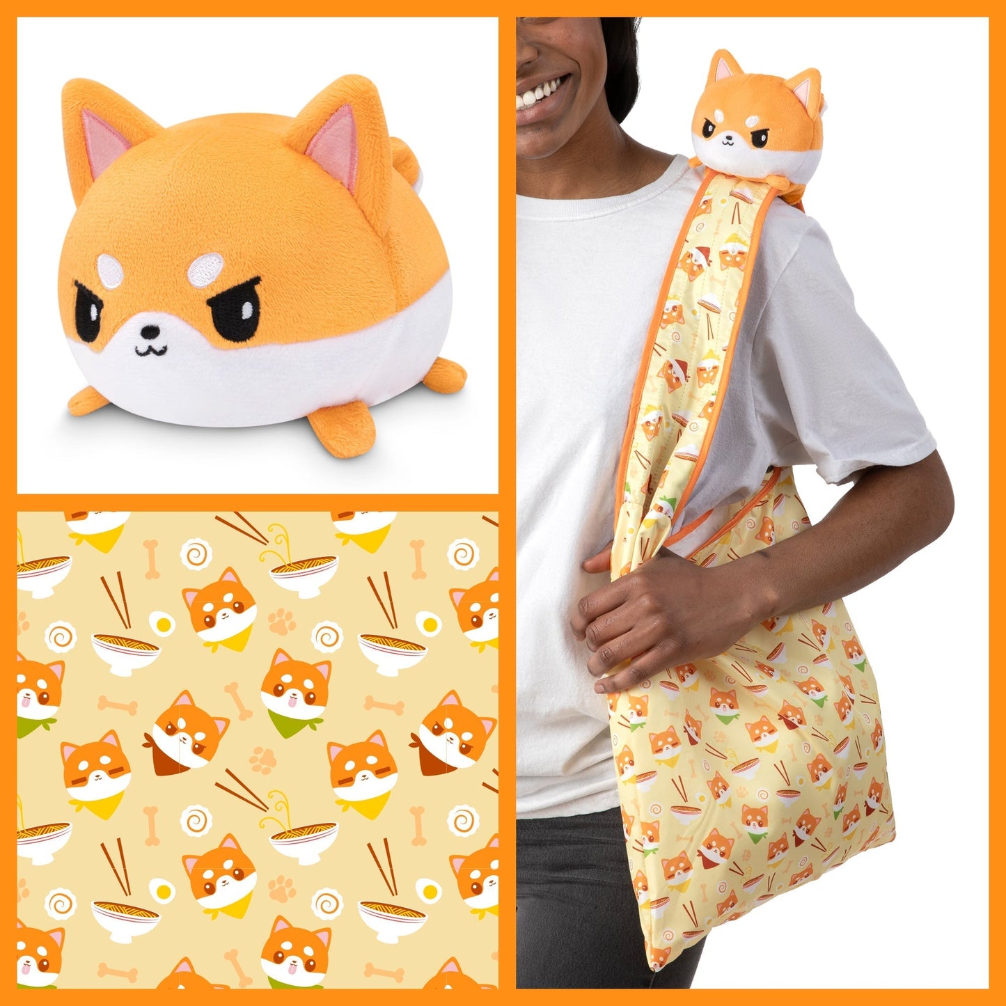 TeeTurtle Plushiverse Ramen Shiba Inu Plushie Tote Bag.