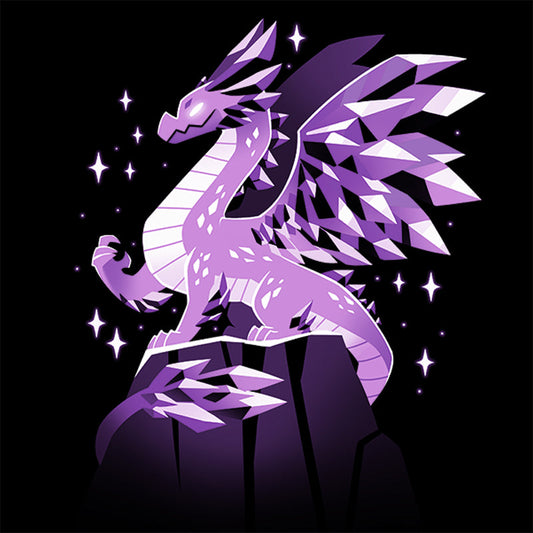 Premium Cotton T-shirt_TeeTurtle black Crystal Dragon. Featuring a dragon made out of purple crystals.