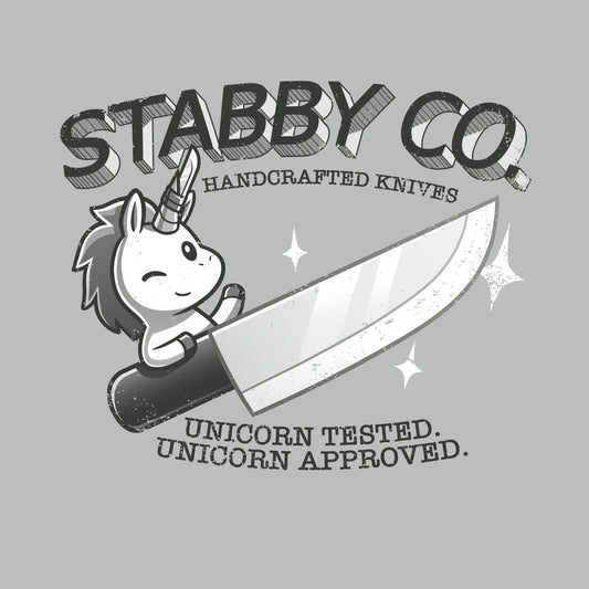 Premium Cotton T-shirt_TeeTurtle Stabby Co. Handcrafted Knives silver gray t-shirt featuring a logo of 