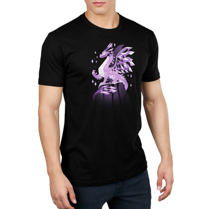 Premium Cotton T-shirt_TeeTurtle black Crystal Dragon. Featuring a dragon made out of purple crystals.