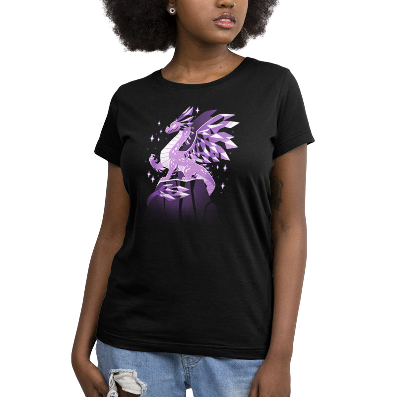 Premium Cotton T-shirt_TeeTurtle black Crystal Dragon. Featuring a dragon made out of purple crystals.