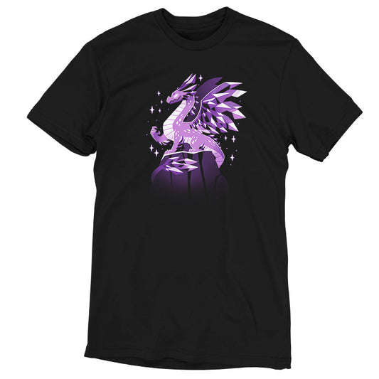 Premium Cotton T-shirt_TeeTurtle black Crystal Dragon. Featuring a dragon made out of purple crystals.