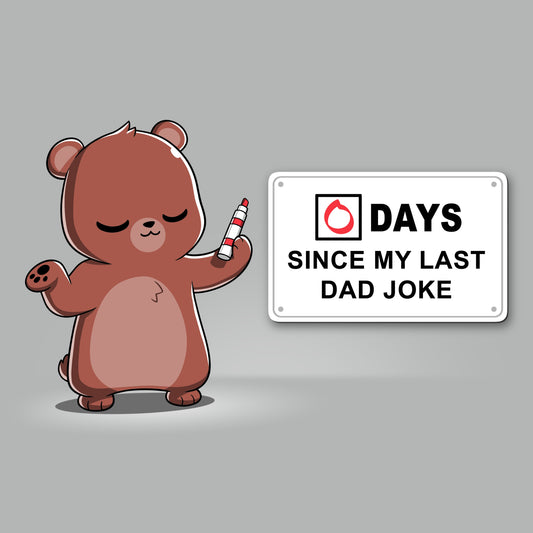 Premium Cotton T-shirt_TeeTurtle Dad Jokes Silver Gray t-shirt featuring a cartoon bear holding an eraser stands next to a sign that reads 