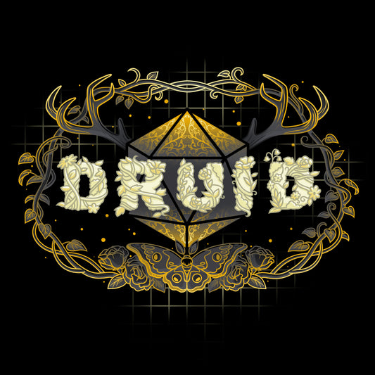 Premium Cotton T-shirt_TeeTurtle Druid Class black t-shirt featuring a stylized 